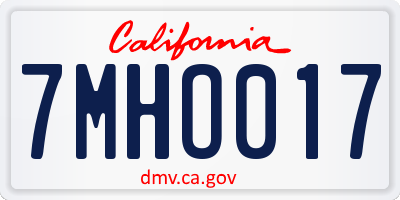 CA license plate 7MHO017