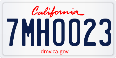 CA license plate 7MHO023