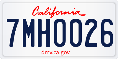 CA license plate 7MHO026