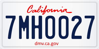CA license plate 7MHO027