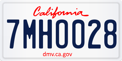 CA license plate 7MHO028