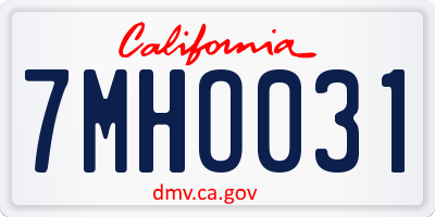 CA license plate 7MHO031