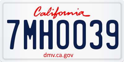 CA license plate 7MHO039