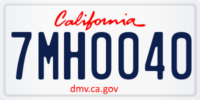 CA license plate 7MHO040