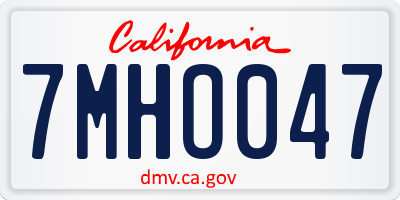 CA license plate 7MHO047