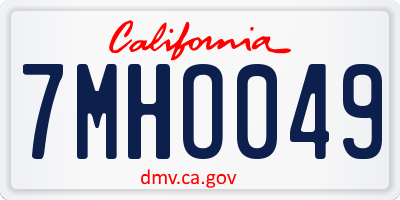 CA license plate 7MHO049