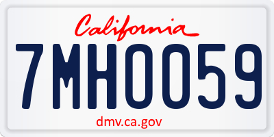 CA license plate 7MHO059