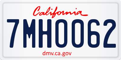 CA license plate 7MHO062