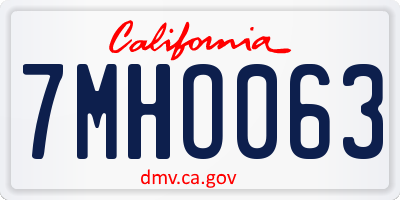 CA license plate 7MHO063