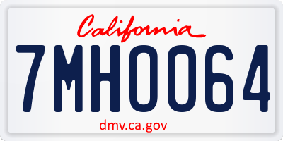 CA license plate 7MHO064