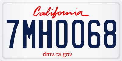 CA license plate 7MHO068