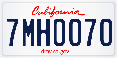 CA license plate 7MHO070