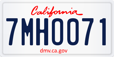 CA license plate 7MHO071