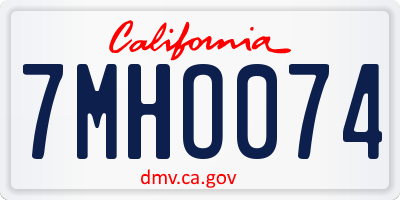 CA license plate 7MHO074