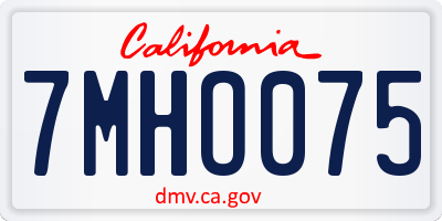 CA license plate 7MHO075