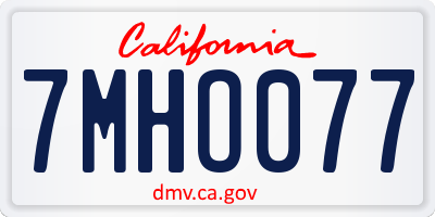 CA license plate 7MHO077