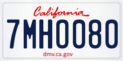 CA license plate 7MHO080