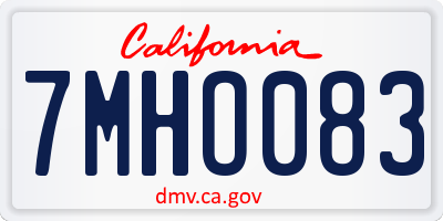 CA license plate 7MHO083
