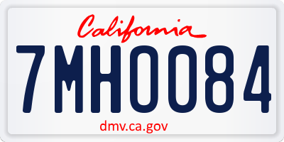 CA license plate 7MHO084