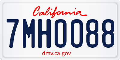 CA license plate 7MHO088