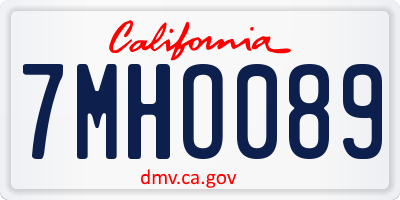 CA license plate 7MHO089