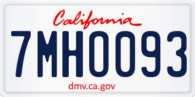 CA license plate 7MHO093