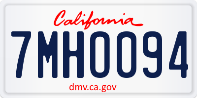 CA license plate 7MHO094