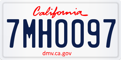 CA license plate 7MHO097