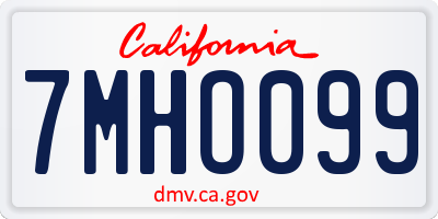 CA license plate 7MHO099