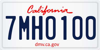CA license plate 7MHO100