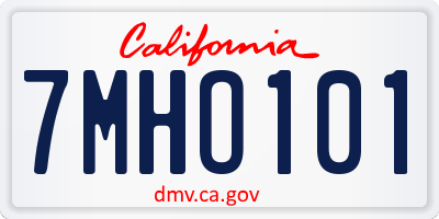 CA license plate 7MHO101