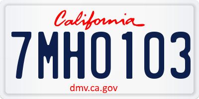 CA license plate 7MHO103
