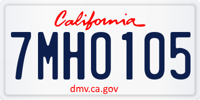 CA license plate 7MHO105