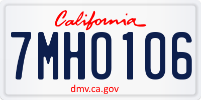 CA license plate 7MHO106