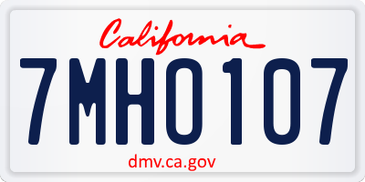CA license plate 7MHO107
