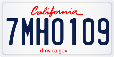 CA license plate 7MHO109