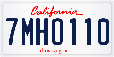 CA license plate 7MHO110