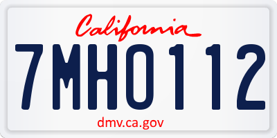 CA license plate 7MHO112