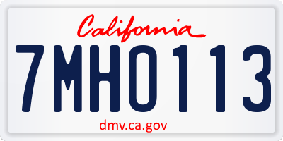 CA license plate 7MHO113