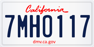 CA license plate 7MHO117