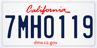 CA license plate 7MHO119