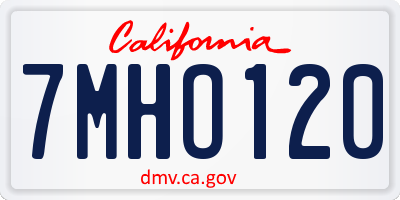 CA license plate 7MHO120