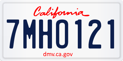 CA license plate 7MHO121