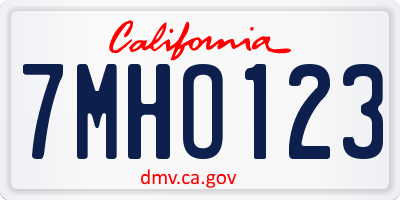 CA license plate 7MHO123
