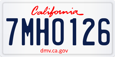 CA license plate 7MHO126