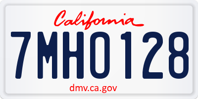 CA license plate 7MHO128