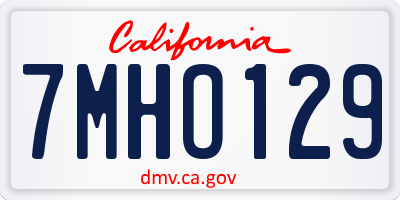 CA license plate 7MHO129
