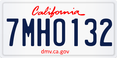 CA license plate 7MHO132