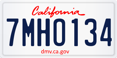 CA license plate 7MHO134