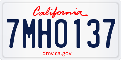 CA license plate 7MHO137